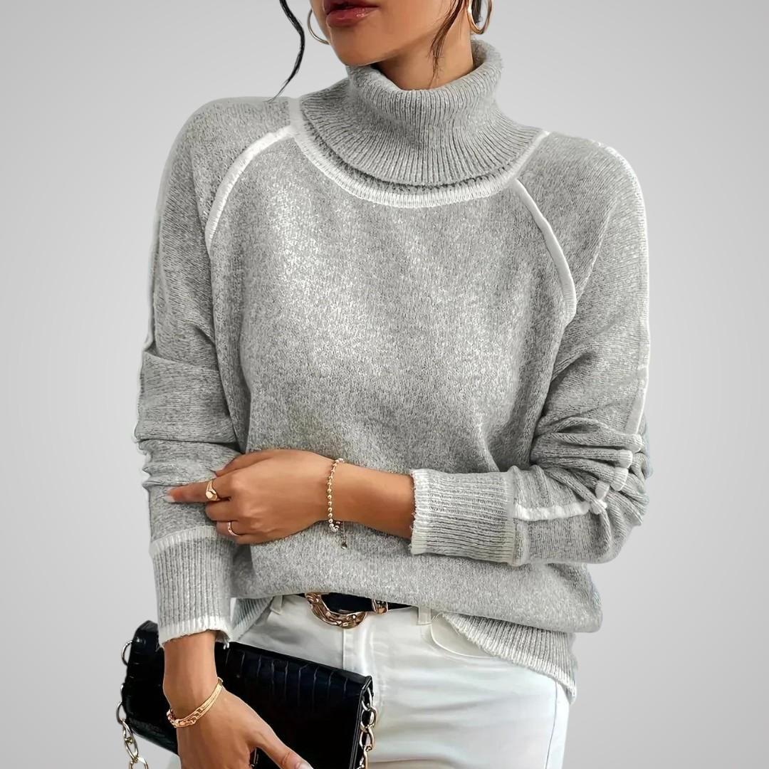 Malin Stickad Tröja med Kontrastkant