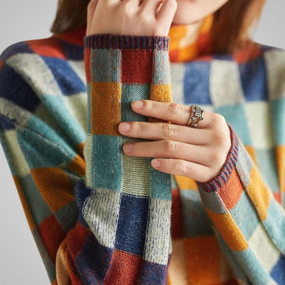 Lova Rutmönstrad Stickad Tröja