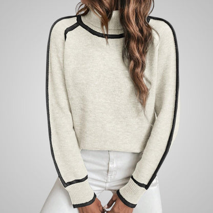 Malin Stickad Tröja med Kontrastkant